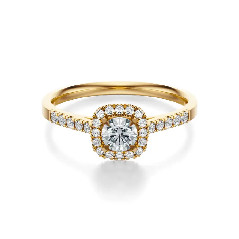 Pierścionek zaręczynowy złoty z diamentami Pierścionek zaręczynowy złoty z diamentami